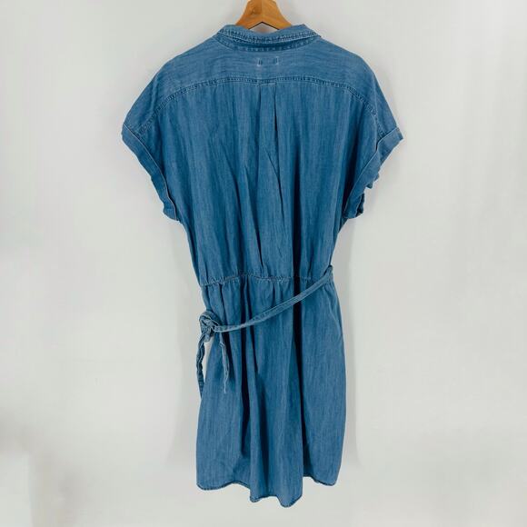 J.Crew Factory Chambray Button Front Belted Shirt Dress Size XXL - Picture 2 of 6